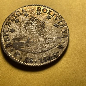 Bolivia Potosi 8 Soles 1845 R Bolivar Nude Bust Cr61 - Picture 1 of 24