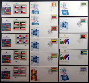 UNITED NATIONS FLAG SERIES 1980-86 U.N. Worldwide 16x FDC Lot GO POSTAL SET #044 - Picture 1 of 3