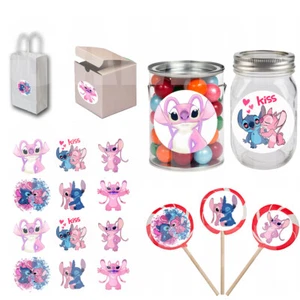Pegatinas Angel & Stitch 2.5" redondas etiquetas para fiestas para bolsas/cajas de regalo - 12 piezas - Imagen 1 de 2