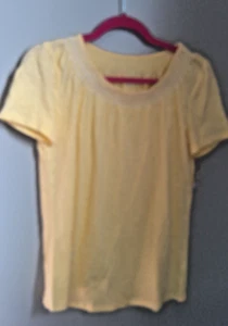 TALBOTS SIZE XS YELLOW TOP WITH GATHERED STRETCH NECKLINE - Picture 1 of 4