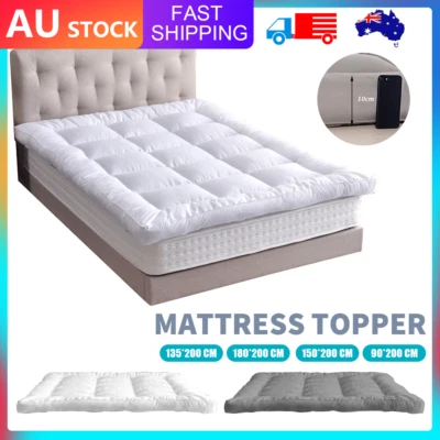 Luxury 10CM 1500GSM Bamboo Mattress Topper Extra Thick S/D/Q/K BED SIZE LINENOVA - image 1 of 4