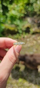 Anillo victoriano de oro de 18 quilates con diamantes de 1,05 quilates de 5 piedras talla O - Imagen 1 de 6