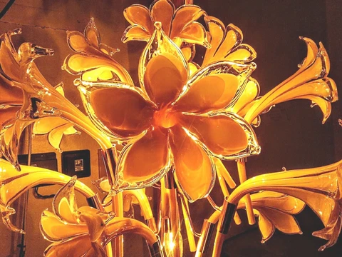 blown glass chandelier By Franko Luce of Murano -Italy Vintage Original Cover
