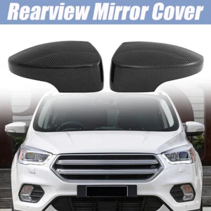 Carbon Fiber Style Mirror Cover Cap Assemblies Clip-on For Ford Escape 2013-2019 - Imagen 1 de 12