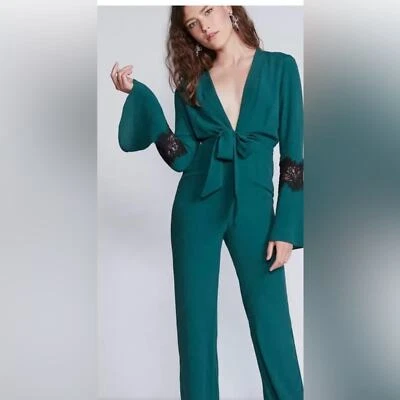 Stone cold fox emerald green linen cotton jumpsuit size 1 = size 2 NWOT - Image 1 of 4