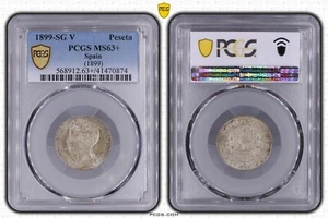 1899 SGV Peseta Spain PCGS MS63+ Silver Pop 1 Alfonso XIII - Picture 1 of 3