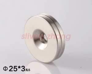 5-50pcs  25 x 3 Hole 5mm N50 Round Countersunk Rare Earth Neodymium Magnets - Picture 1 of 4