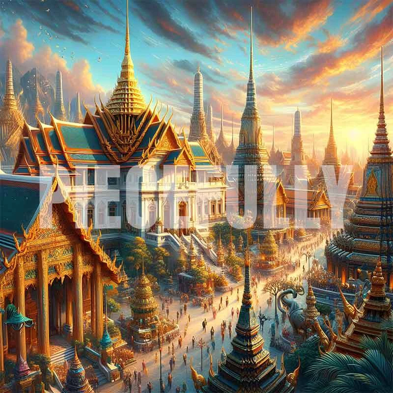 Thailand in Manhwa #005 AI Digital Art Image of Grand Palace - Image 1 of 1