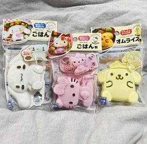 Sanrio Set Stampo Riso 3pz Hello Kitty Pompompurin Cinnamoroll Bento DAISO Giappone - Foto 1 di 1