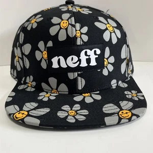 PARA HOMBRES NEFF NEGRO FLORAL SOMBRERO SNAPBACK GORRA AJUSTABLE TALLA ÚNICA - Imagen 1 de 6