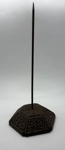 Antique Embossed Cast Iron Paper Receipt Desk Spike Hexagon Deco Base - Picture 1 of 8