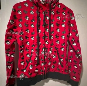 EMILY THE STRANGE CATS/SKULLS HOODIE VINTAGE - RARE - Picture 1 of 8