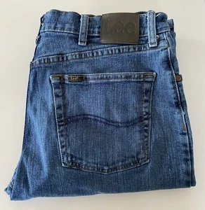 Lee Premium Select Jeans Mens 34x32 Blue Denim Regular Fit Straight Leg Stretch - Picture 1 of 11