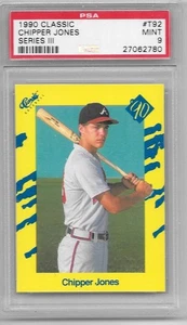 Chipper Jones 1990 Star #T92 Rookie Card RC Graded Mint PSA 9 - Picture 1 of 1