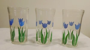 3 Vintage Kraft Swanky Swig Blau Tulpe Saft Gläser - Bild 1 von 3