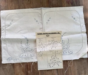 Vintage Stamped Embroidery Linen Chair Set No. 203 Alfred Mayer-Weissmann 3 Pc - Picture 1 of 8