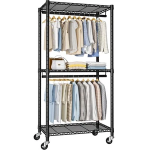 Heavy-Duty Portable Closet, 30"W x 14"D x 76"H, Black, Carbon Steel - Picture 1 of 7