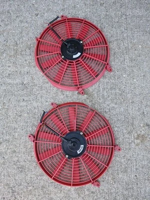 Par de Ventiladores de Radiador Eléctrico Rojo 12" - Tipo Push, 12V, Ajuste Universal Foto 1 de 4