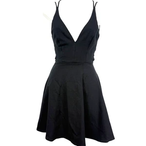 Vestido Lulus Mujer Negro Believe In Love Patinador Abierto Tirantes Espalda Mini Talla S - Imagen 1 de 17