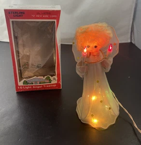 Vintage House of Lloyd 10 Lichter Engel 9" Baumspitze 1960er 72" Kordel OVP - Bild 1 von 16