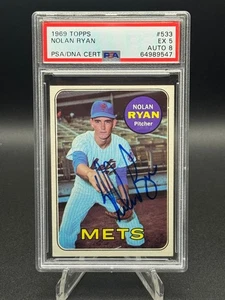 ⚾️ Signed 1969 Topps Nolan Ryan #533 - PSA 5 Auto 8 🔥 Vintage Autograph!! 🔥 - Picture 1 of 5