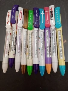 10 Different Christian Clickable Phrases Ink Pens Blue And Black Ink New #1 - Picture 1 of 8