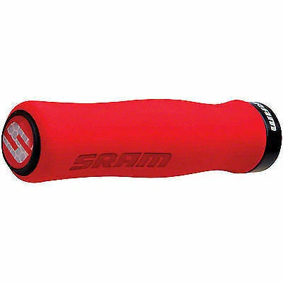 SRAM Locking Grips Contour Foam 129mm Black With Single Red Clamp and End Plugs