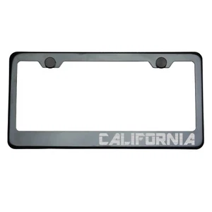 Titanium Gun Metal License Plate Frame CALIFORNIA Laser Etched Metal Screw Cap - Picture 1 of 8