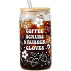 Funny Nurse Gifts Glass Tumbler Cup with Lid Straw, Gifts for Nurse Birthday,...