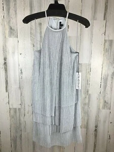 Abito da cocktail donna Jay Godfrey argento Halter senza maniche LUCIA taglia 8 nuovo con etichette - Foto 1 di 5