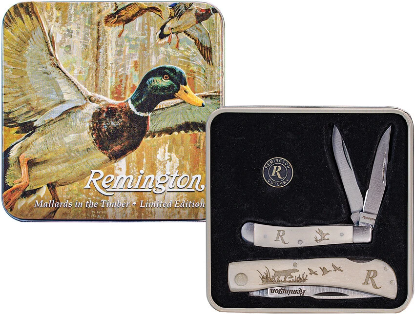 Remington Cutlery Mallards In The Timber Gift Set Bone Pocket Knife 15686