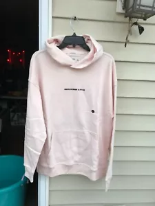 $69 abercrombie fitch The A&F Perfect Popover Logo Hoodie Light Pink SIZE L - Picture 1 of 5