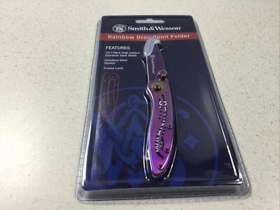 Smith & Wesson Little Girl Pocket Knife Rainbow Drop Point Folding Stnls CKLPRCP - Image 1 of 4