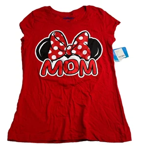 Disney Womens T Shirt Size Large Short Sleeves Crew Neck 100% Cotton Red Top - Imagen 1 de 6