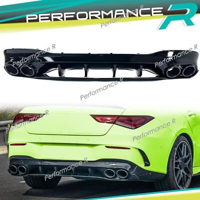 Rear Diffuser + Exhaust Black for Mercedes CLA 200 C118 X118 AMG Line 2019+ - Image 1 of 4
