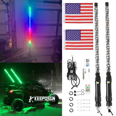 2 PIEZAS 2 FT LED Luces Látigo Antena Bandera Persecución Para Yamaha YXZ 1000R/1000R SS/1000R Foto 1 de 4