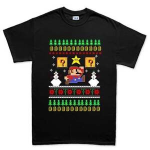 Super Christmas Xmas Ugly Sweater Mario Mens T shirt Tee Top T-shirt