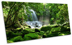 Rain Forest Waterfall Sunrise PANORAMIC CANVAS WALL ART Box Frame