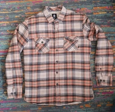 Y2K Element Flannel Jacket Mens Medium Sherpa Lined Shacket Plaid Grunge Skater - Image 1 of 4