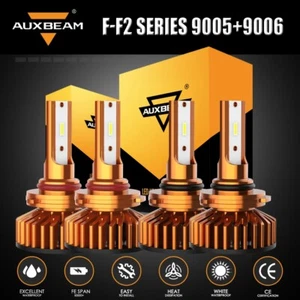 AUXBEAM 9005 9006 H11 LED Headlight Bulbs Kit High/Low Beam 10000LM Super Bright - Picture 1 of 17