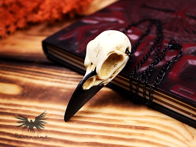Collar gótico calavera cuervo - resina 3D | amuleto bruja | vikingo | joyería gótica Foto 1 de 4
