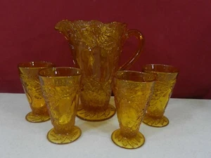 Brocca pera in vetro Tiara Indiana e 4 bicchieri - Foto 1 di 6