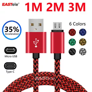 Micro USB C Braided Data Charger Cable For Samsung Galaxy S20 S10 S9 S8 S7 S6 - Picture 1 of 11