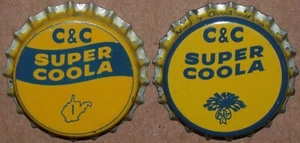 Vintage soda pop bottle caps C and C SUPER COOLA Collection of 2 diff cork lined - Picture 1 of 3