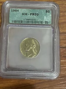 1964 P Jefferson Nickel Coin Vintage ICG Case PR70 Gem proof - - Picture 1 of 2