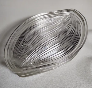 FEDERAL Glass HAWAIIAN LEAF Party Snack set Clear Plates & Tea Cups 8 Pieces - Picture 1 of 14