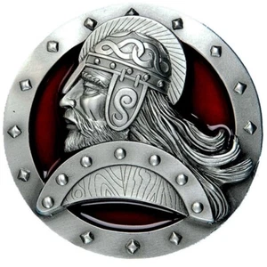 Viking Head Belt Buckle, Great Warrior's Shield Norse Soldier, Bulldog Buckle Co - Picture 1 of 5