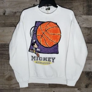 Youth Size L Vintage 90s Mickey Mouse Pullover Crewneck Basketball Sweatshirt - Picture 1 of 5