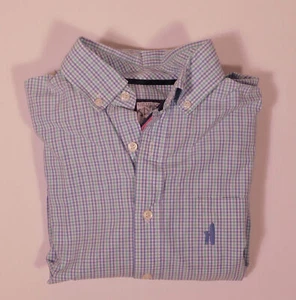 Camisa frontal con botones JOHNNIE-O para hombre azul verde a cuadros algodón manga larga talla M - Imagen 1 de 5