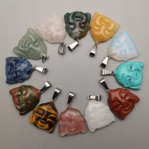 Laughing Buddha Quartz Necklace Reiki Crystal Healing Point Cut Chakra Pendant - Picture 1 of 43